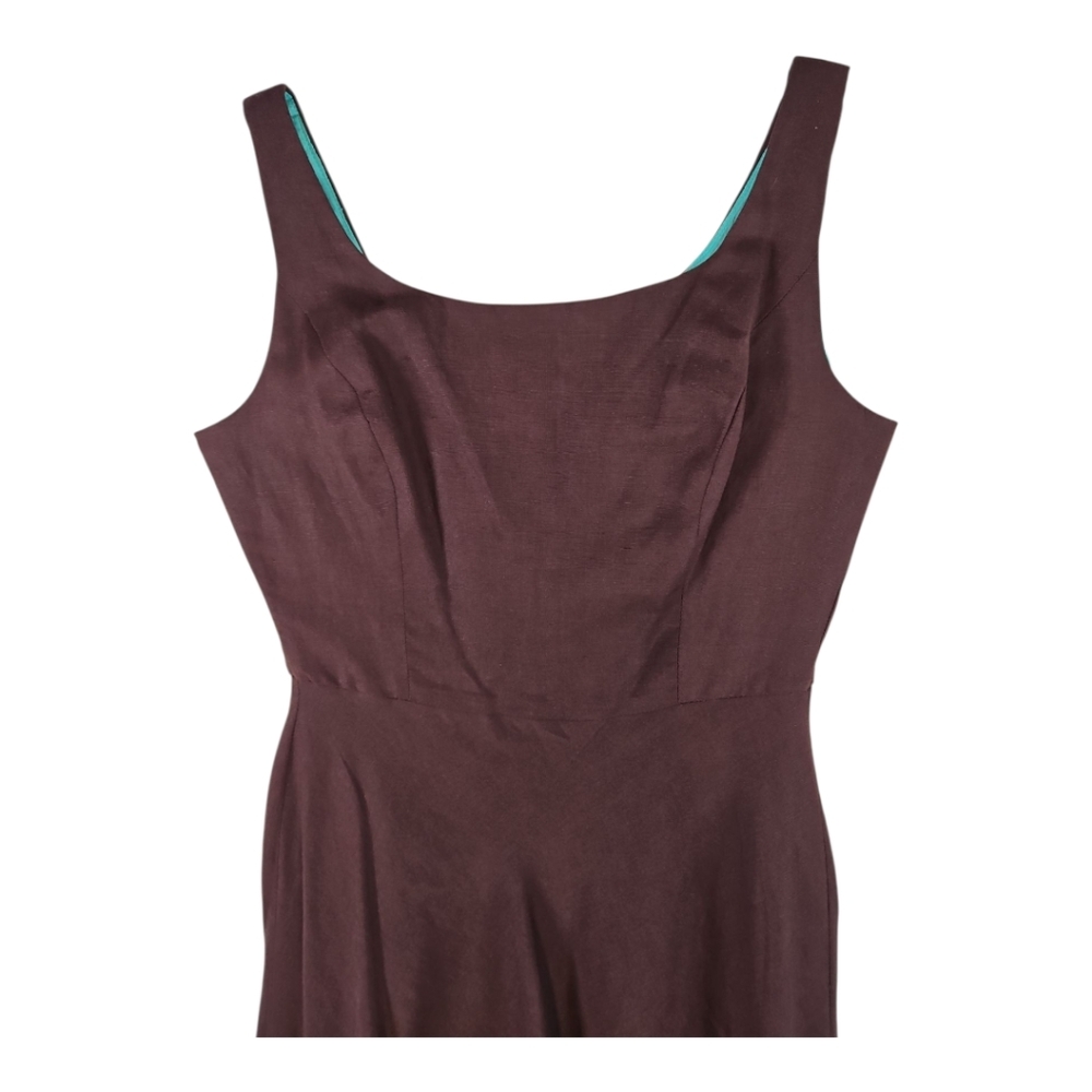 Coldwater Creek Brown Linen Blend Border Print Sleeveless Dress 6P - Picture 2 of 9